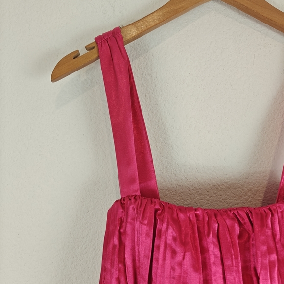 Anthropologie Maeve Nwot Pink Bow-Tie Satin Mini Dress Fairycore Whimsical Sz 4 - Picture 11 of 16